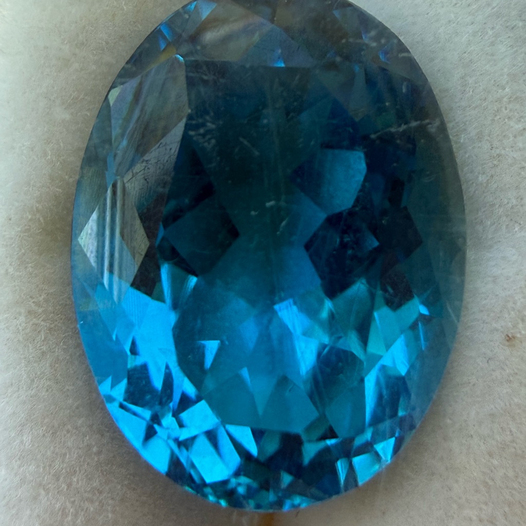Large Swiss Blue Topaz Oval Cut Loose Gemstone Vivid Blue